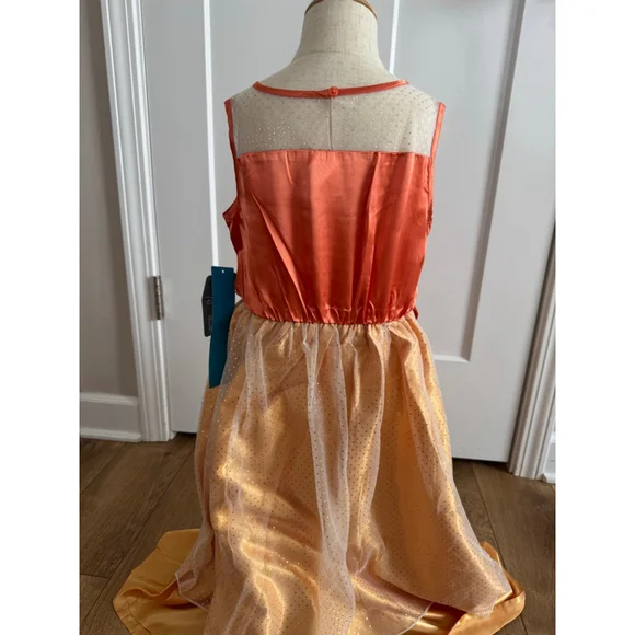 Girls Disney Moana Pajama Dress Size 5/6 Orange Gold - Picture 3 of 7